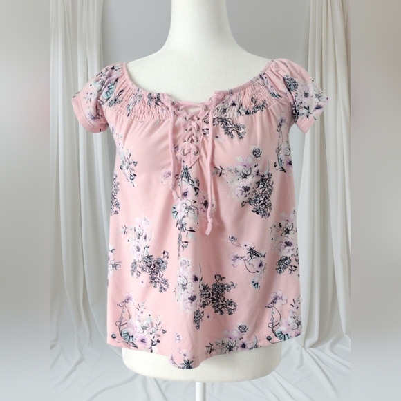 No Boundaries Tops - No Boundaries Juniors Floral Pink Summer Top Size XS